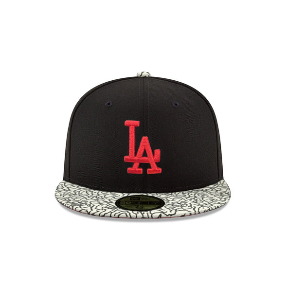 Los Angeles Dodgers Elephant Print Black Red MLB 59Fifty Fitted Hat