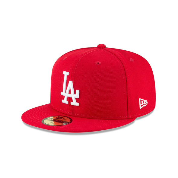 Los Angeles Dodgers MLB Scarlet Red on White 59Fifty Fitted Hat
