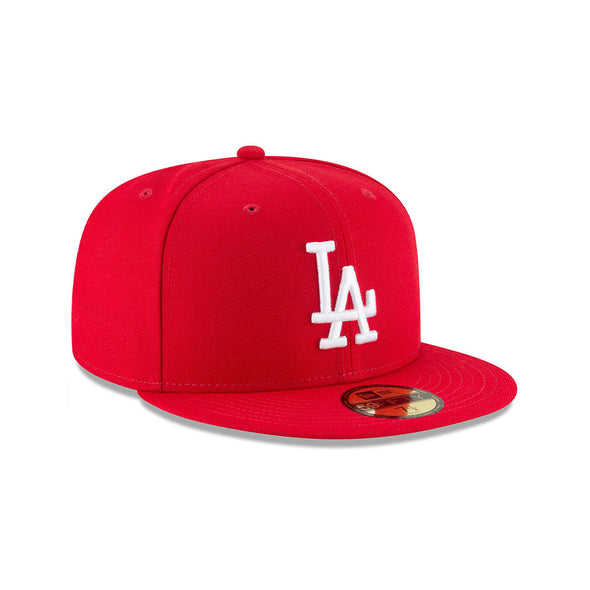 Los Angeles Dodgers MLB Scarlet Red on White 59Fifty Fitted Hat