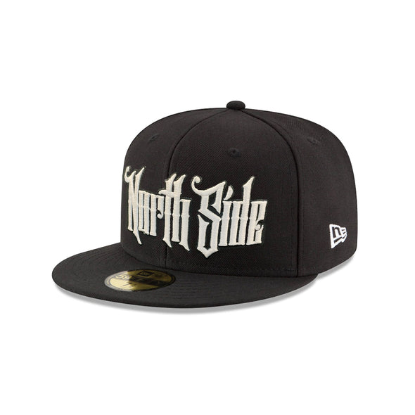 North Side Graffiti Font Black on White 59Fifty Fitted