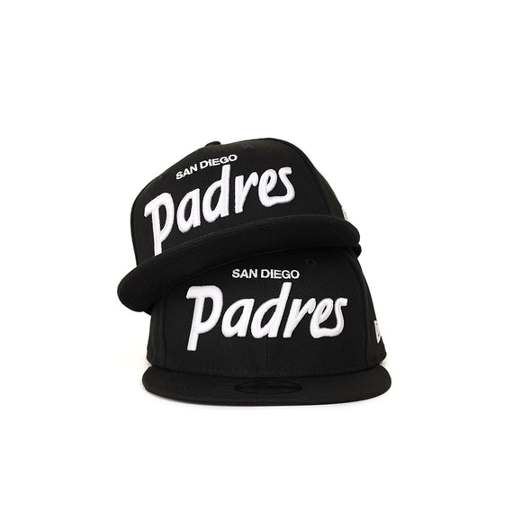 San Diego Padres Script Black on White 9Fifty Snapback
