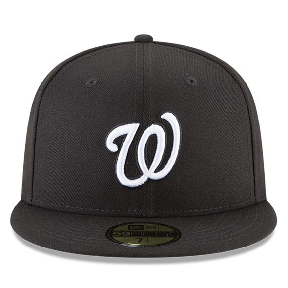 Washington Nationals MLB Basic Black on White 59Fifty Fitted Hat