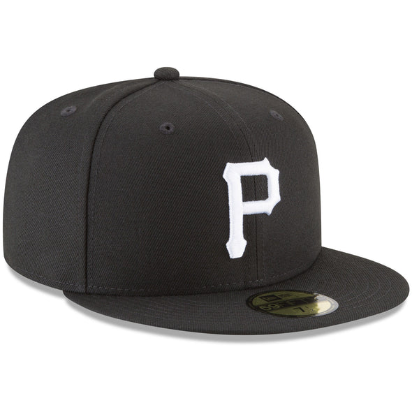 Pittsburgh Pirates MLB Basic Black on White 59Fifty Fitted Hat