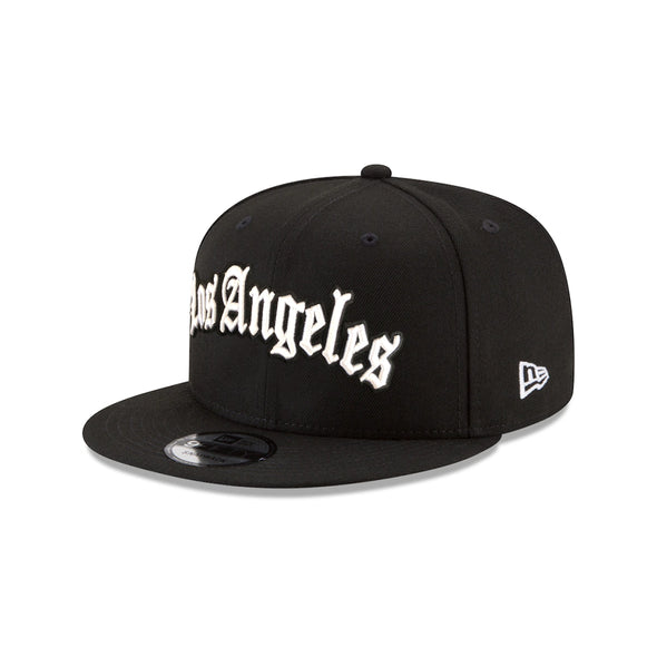 Los Angeles Black on White Arched Old English Script 9Fifty Snapback