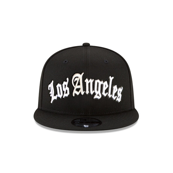 Los Angeles Black on White Old English Script 9Fifty Snapback