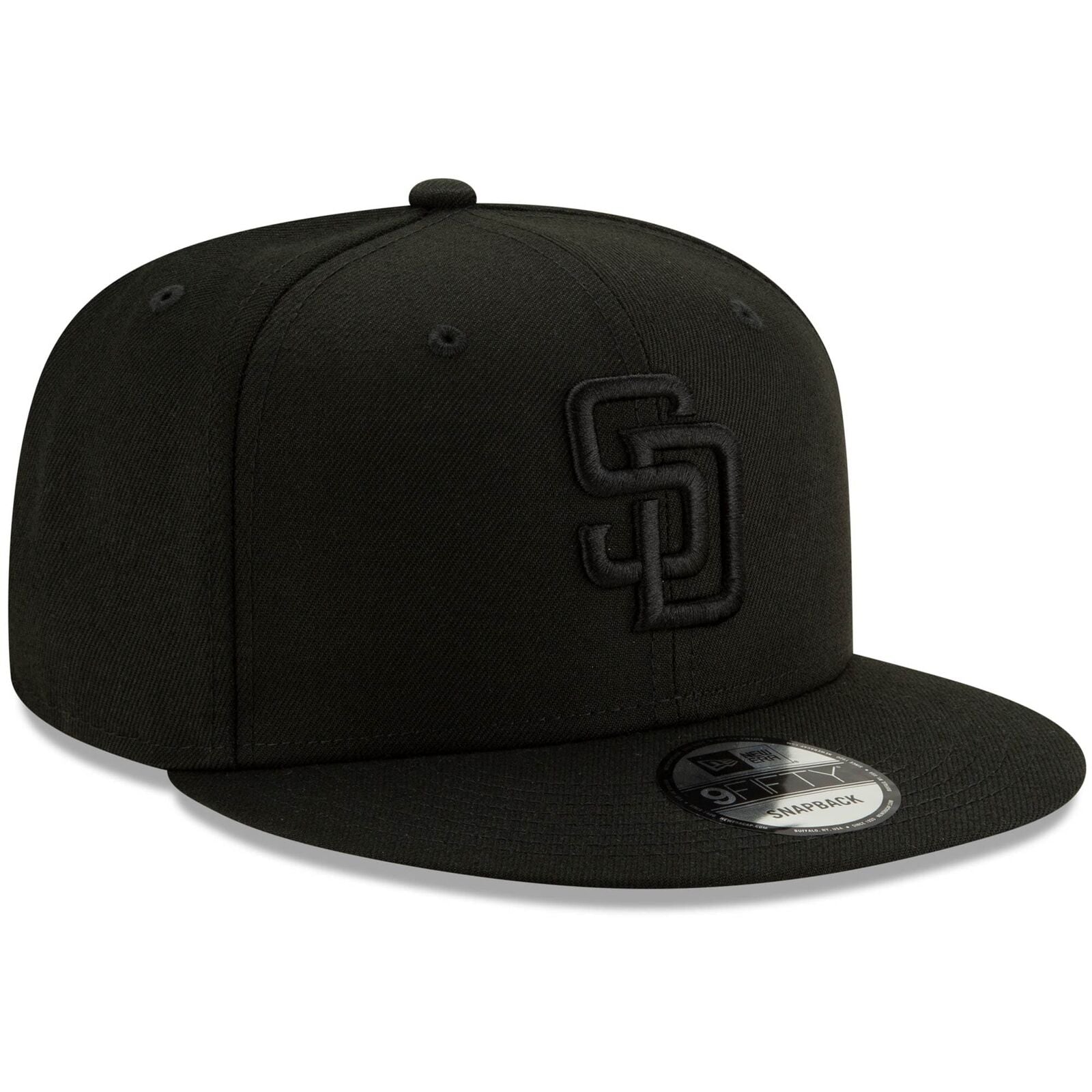 San Diego Padres New Era Black On Black 9Fifty Snapback Hat
