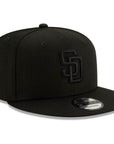 San Diego Padres New Era Black On Black 9Fifty Snapback Hat