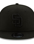 San Diego Padres New Era Black On Black 9Fifty Snapback Hat