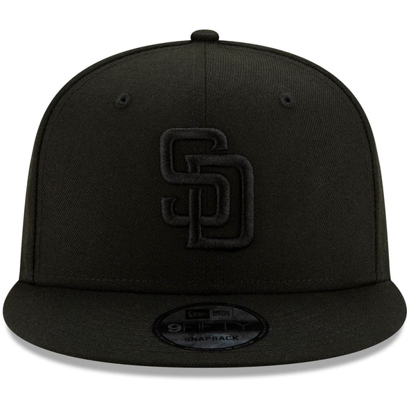 San Diego Padres New Era Black On Black 9Fifty Snapback Hat