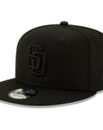 San Diego Padres New Era Black On Black 9Fifty Snapback Hat
