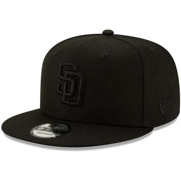San Diego Padres New Era Black On Black 9Fifty Snapback Hat