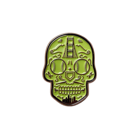 CrownMinded San Francisco Giants Green Rose Gold Skull Cap Pin