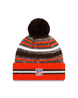 Cleveland Browns New Era 2021 NFL Sideline Sport Official Pom Knit Beanie