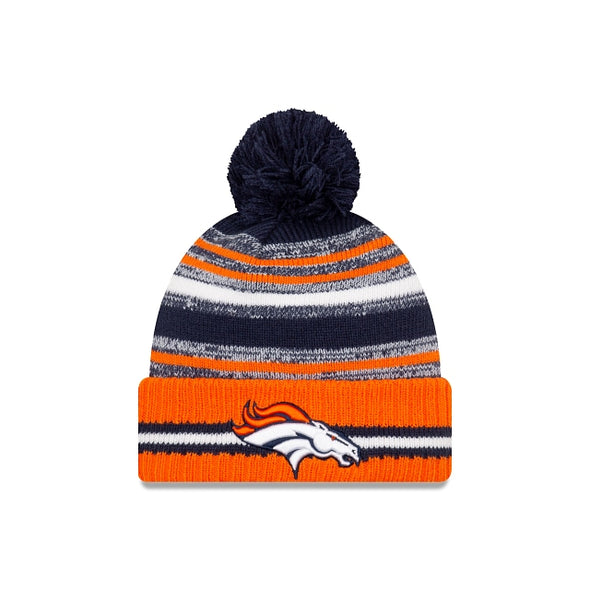 Denver Broncos New Era 2021 NFL Sideline Sport Official Pom Knit Beanie