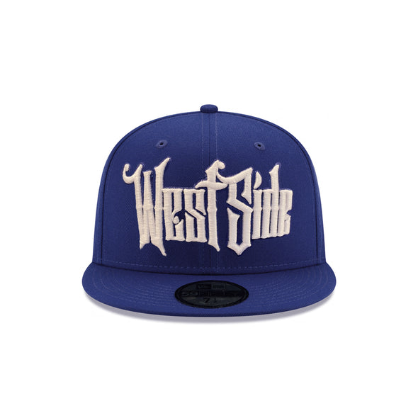 West Side Graffiti Font Royal on White 59Fifty Fitted