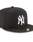 New York Yankees MLB Basic Black on White 59Fifty Fitted Hat
